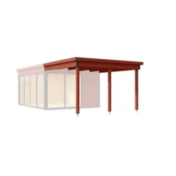 Lasita Maja Dachverlängerung Domeo 3 Und 4Schwedenrot 300 Cm X 322 Cm