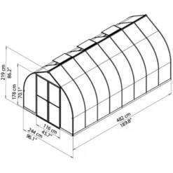 Palram - CanopiaBella 4.8 X 2.4 Gewächshaus Silber Stegplatten -Vitavia Verkäufe 02 4695 703731 bella8x16 2