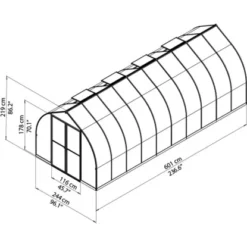 Palram - CanopiaBella 6 X 2.4 Gewächshaus Silber Stegplatten -Vitavia Verkäufe 07 4695 703732 bella8x20 2