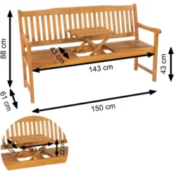 Indoba® Gartenbank 3-Sitzer Mit Klapptisch Sun Flair FSC® -Vitavia Verkäufe 105212 11001300 14