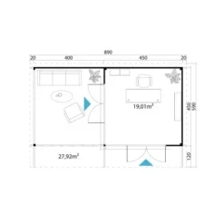 Lasita Maja Ferienhaus Domeo 10 Gletschergrün 450 Cm X 450 Cm -Vitavia Verkäufe 10 7015741007 Grundriss 2