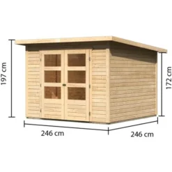 Karibu Holz-Gartenhaus Sitten Natur Pultdach Unbehandelt 242 Cm X 242 Cm -Vitavia Verkäufe 114857 4369 02