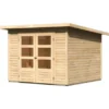 Karibu Holz-Gartenhaus Sitten Natur Pultdach Unbehandelt 242 Cm X 242 Cm