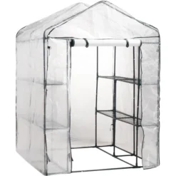 Folien-Gewächshaus 140 Cm X 200 Cm X 140 Cm Inkl. 8 Regalen