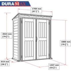 Duramax Kunststoff-Gerätehaus YardMate Pent Grau 1,6 M² -Vitavia Verkäufe 161078 05