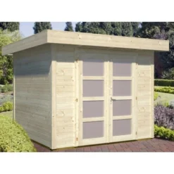 Palmako Lara Holz-Gartenhaus Natur Flachdach Unbehandelt 250 Cm X 250 Cm