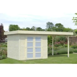 Palmako Lara Holz-Gartenhaus Natur Flachdach Unbehandelt 514 Cm X 250 Cm