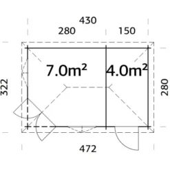 Palmako Holz-Pavillon Melanie Klar Imprägniert 430 Cm X 280 Cm Inkl.Fußboden -Vitavia Verkäufe 161213 4980 Grundriss 01 2