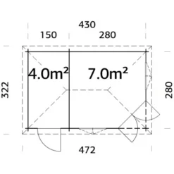 Palmako Holz-Pavillon Melanie Klar Imprägniert 430 Cm X 280 Cm Inkl.Fußboden -Vitavia Verkäufe 161213 4980 Grundriss 02 2