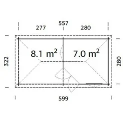 Palmako Holz-Pavillon Melanie Klar Imprägniert 557 Cm X 280 Cm Inkl.Fußboden -Vitavia Verkäufe 161224 4980 Grundriss 01