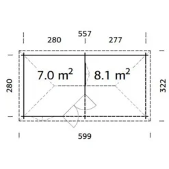 Palmako Holz-Pavillon Melanie Grau BxT: 557 Cm X 280 Cm Inkl.Fußboden -Vitavia Verkäufe 161224 4980 Grundriss 02 1