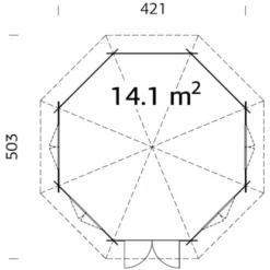 Palmako Holz-Pavillon Hanna 421 Cm X 222 Cm 5 Palmako Holz-Pavillon Hanna 421 Cm X 222 Cm -Vitavia Verkäufe 161240 4980 Grundriss 3