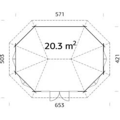 Palmako Holz-Pavillon Hanna 421/571 Cm X 222 Cm -Vitavia Verkäufe 161247 4980 Grundriss 2