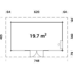 Palmako Heidi Holz-Gartenhaus Natur Flachdach Unbehandelt 620 Cm X 340 Cm -Vitavia Verkäufe 238269 4980 3