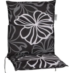 Beo Niedriglehner Saumkissen Turin Für Stapelstühle Schwarz Silber Mit Blüten