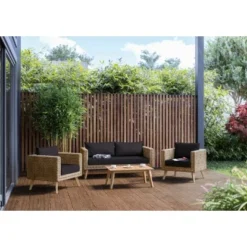 Lounge-Set Junee 4-teilig Polyrattan Natur -Vitavia Verkäufe 26615315 AB01 300720 RET01