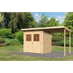 Karibu Holz-Gartenhaus Egersund Natur Pultdach Unbehandelt 199 Cm X 152 Cm