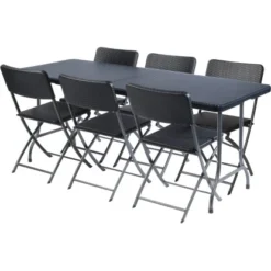 Perel Klapptisch Polyrattan-Optik 180 Cm X 75 Cm Schwarz -Vitavia Verkäufe 288301 1717 6