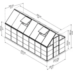 Palram Canopia Hybrid 4.3 X 1.9 Gewächshaus Silber Klare Seitenwände -Vitavia Verkäufe 2971927 1