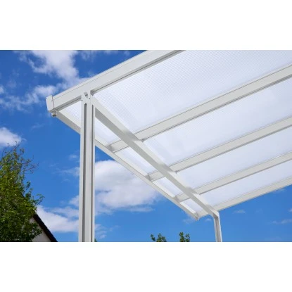 Terrassenüberdachung Premium (BxT) 309 Cm X 306 Cm Weiß Polycarbonat Opal 2 Terrassenüberdachung Premium (BxT) 309 Cm X 306 Cm Weiß Polycarbonat Opal – Bild 2