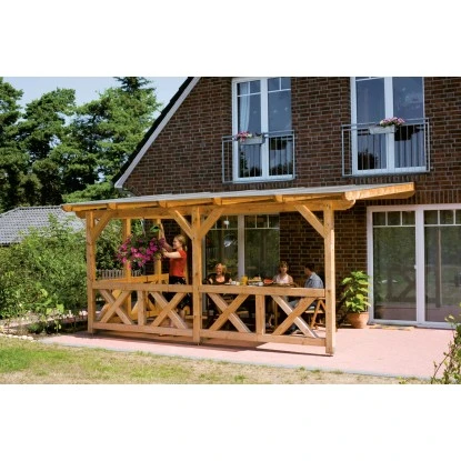 Skan Holz Brüstung Andreaskreuz 270 X 84 Cm Douglasie Nussbaum 2 Skan Holz Brüstung Andreaskreuz 270 X 84 Cm Douglasie Nussbaum – Bild 2