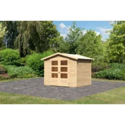 Karibu Holz-Gartenhaus Aesch Natur Satteldach Unbehandelt 242 Cm X 182 Cm