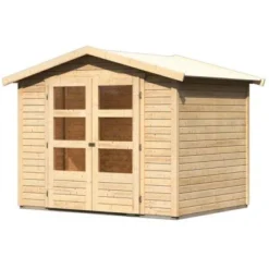 Karibu Holz-Gartenhaus Aesch Natur Satteldach Unbehandelt 242 Cm X 182 Cm -Vitavia Verkäufe 320562 3739 3