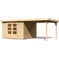 Karibu Holz-Gartenhaus Boras Natur Flachdach Unbehandelt 298 Cm X 302 Cm -Vitavia Verkäufe 333488 3739 03