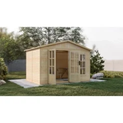 Timbela Gartenhaus Holz M334FB+H334FBRED 6 M² Dachziegel Rot Mit Boden -Vitavia Verkäufe 3400 M334FBH334FBRED AB 07