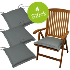 Indoba® 4 X Sitzkissen Premium 95°C Vollwaschbar Grau 50x50 Cm