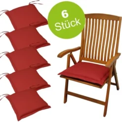 Indoba® 6 X Sitzkissen Premium 95°C Vollwaschbar Rot 50x50 Cm