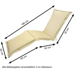 Indoba® Polsterauflage Deck Chair Premium 95°C Vollwaschbar Beige 190x50 Cm -Vitavia Verkäufe 357052 11001300 05