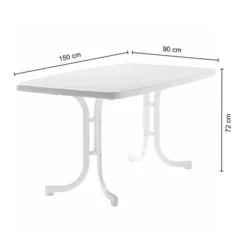 Sieger Klapptisch Rechteckig Weiß Marmordekor 150 Cm X 90 Cm -Vitavia Verkäufe 3642048 VM 01