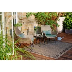 Balkonmöbel-Set Aliceville 3-teilig Polyrattan Grün-Grau -Vitavia Verkäufe 395294 Retro16