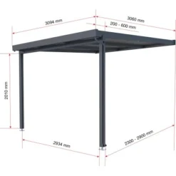 Terrassenüberdachung Premium (BxT) 309 Cm X 306 Cm Anthrazit Polycarbonat Opal