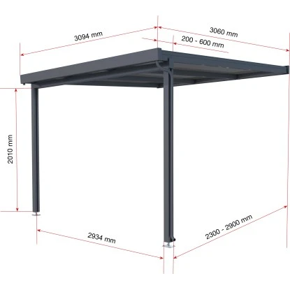 Terrassenüberdachung Premium (BxT) 309 Cm X 306 Cm Anthrazit Polycarbonat Opal 1 Terrassenüberdachung Premium (BxT) 309 Cm X 306 Cm Anthrazit Polycarbonat Opal
