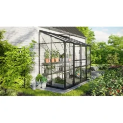 Vitavia Anlehn-Gewächshaus Ida 3300 ESG 3 Mm Schwarz 255 X 222 X 131,5 Cm -Vitavia Verkäufe 4005717251413 2298 AB 01