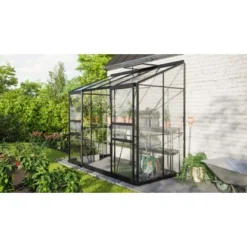 Vitavia Anlehn-Gewächshaus Ida 3300 ESG 3 Mm Schwarz 255 X 222 X 131,5 Cm -Vitavia Verkäufe 4005717251413 2298 AB 02