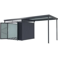Pergart Gerätehaus Rheinfelden 108 Mit Schleppdach Anthrazit 576 X 245 X 226 Cm -Vitavia Verkäufe 4005717251529 2298 S 04