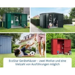 Ecostar Gerätehaus Trend Mit Pultdach Typ 1 RAL3004 Purpurrot Einzeltür -Vitavia Verkäufe 4005954382949 4860 102