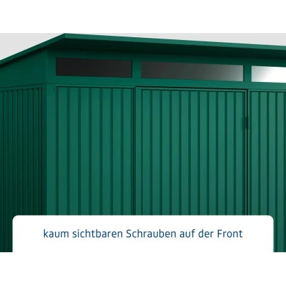 Ecostar Gerätehaus Trend Mit Pultdach Typ 1 RAL6005 Moosgrün Einzeltür 3 Ecostar Gerätehaus Trend Mit Pultdach Typ 1 RAL6005 Moosgrün Einzeltür – Bild 3