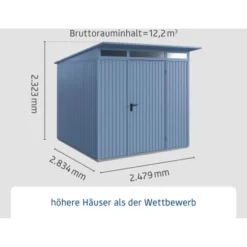 Ecostar Gerätehaus Trend Mit Pultdach Typ 2 RAL5014 Taubenblau Einzeltür -Vitavia Verkäufe 4005954383571 4860 003