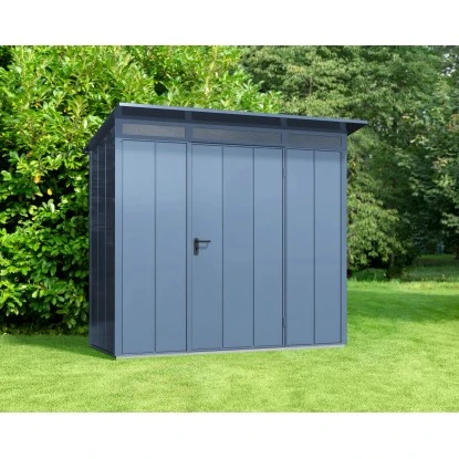 Ecostar Gerätehaus Elegant Mit Pultdach Typ 1 RAL5014 Taubenblau Einzeltür 2 Ecostar Gerätehaus Elegant Mit Pultdach Typ 1 RAL5014 Taubenblau Einzeltür – Bild 2