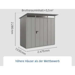 Ecostar Gerätehaus Elegant Mit Pultdach Typ 1 RAL9007 Graualuminium Einzeltür -Vitavia Verkäufe 4005954394263 4860 003