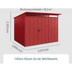 Ecostar Gerätehaus Elegant Mit Pultdach Typ 3 RAL3004 Purpurrot Einzeltür -Vitavia Verkäufe 4005954394737 4860 003