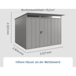 Ecostar Gerätehaus Elegant Mit Pultdach Typ 3 RAL9007 Graualuminium Einzeltür -Vitavia Verkäufe 4005954394812 4860 003