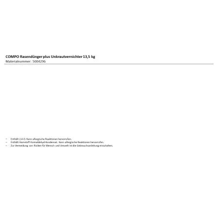 Compo Rasendünger Plus Unkrautvernichter 13,5 Kg Mit Langzeitwirkung 2 Compo Rasendünger Plus Unkrautvernichter 13,5 Kg Mit Langzeitwirkung – Bild 2