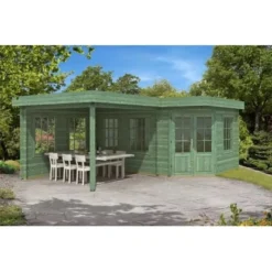 Alpholz Holz-Gartenhaus Flachdach Unbehandelt 422 Cm X 274 Cm -Vitavia Verkäufe 400 Pepe 28 salzgrun.jpg 8