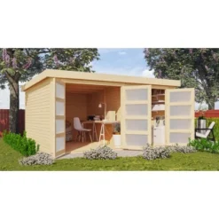 Karibu Gartenhaus Mühlentrup 3 Naturbelassen 404 Cm X 332,5 Cm