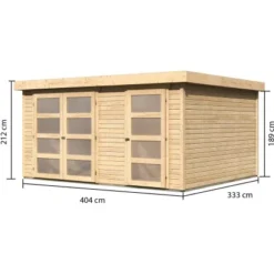 Karibu Gartenhaus Mühlentrup 3 Naturbelassen 404 Cm X 332,5 Cm -Vitavia Verkäufe 4010090390475 3739 3